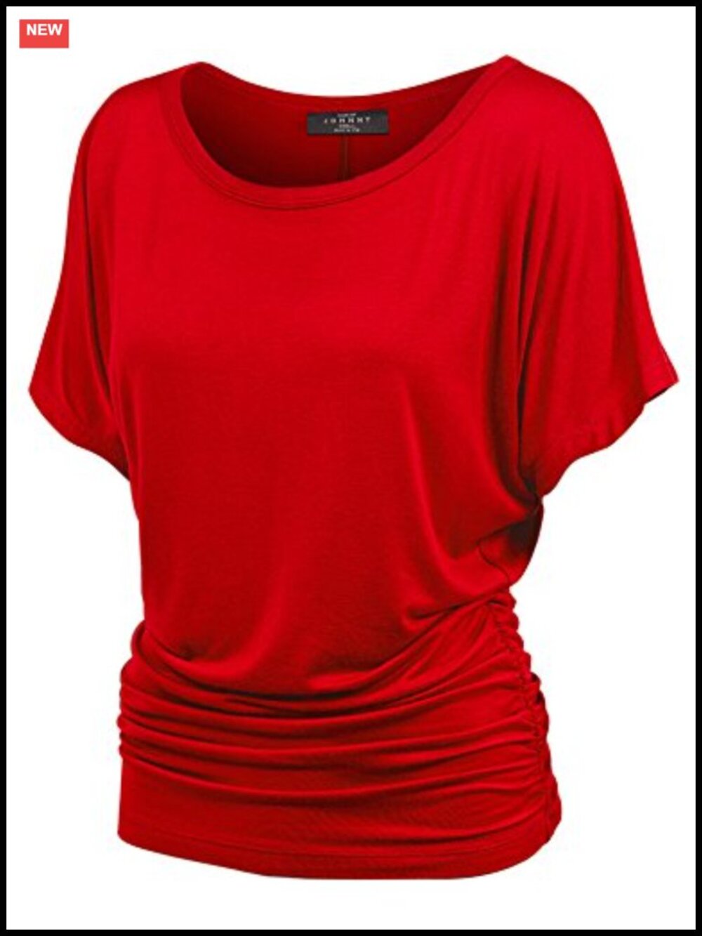 Women's Dolman Short Sleeve Top with Side Shirring